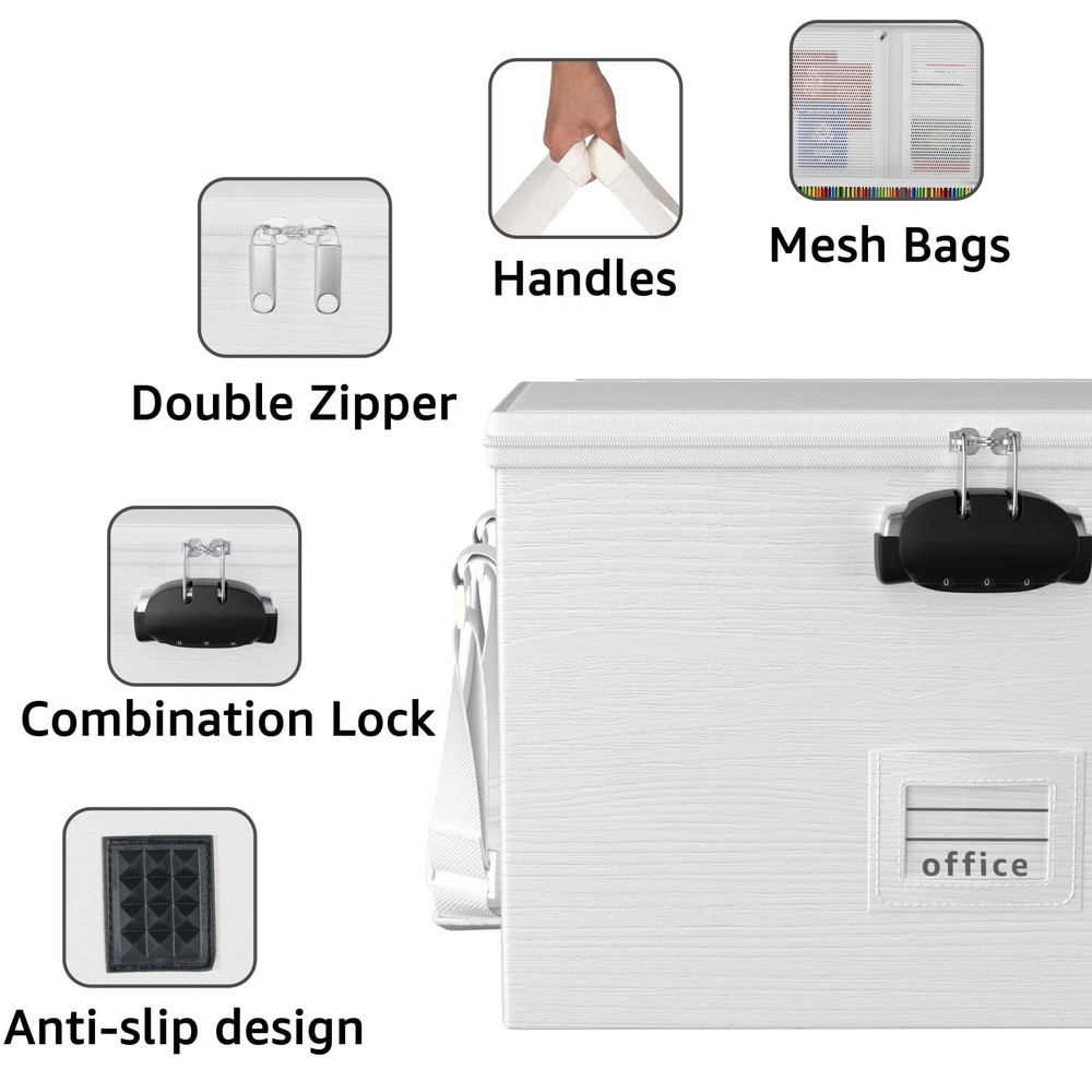 Fireproof Document Box File Organizer - Waterproof Locking Filing Portable St...