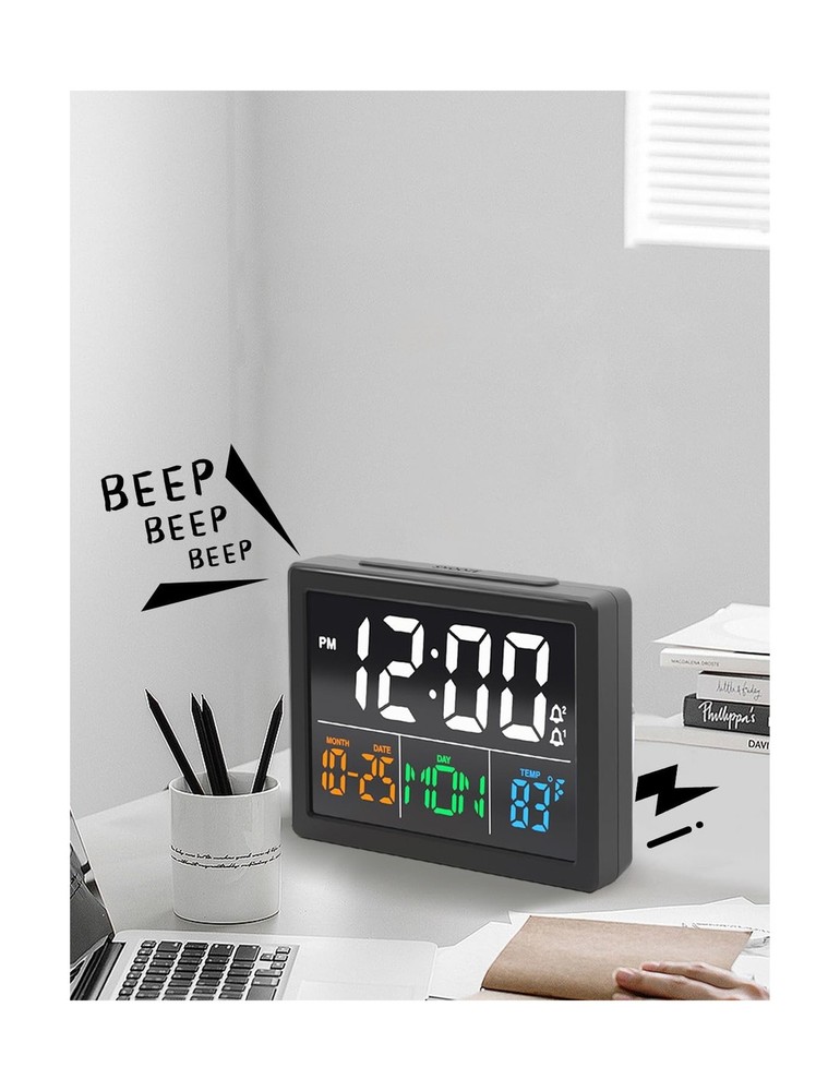 Digital Alarm Clock, with 5.5" Large LED Time Display, Adjustable A... Fast Ship