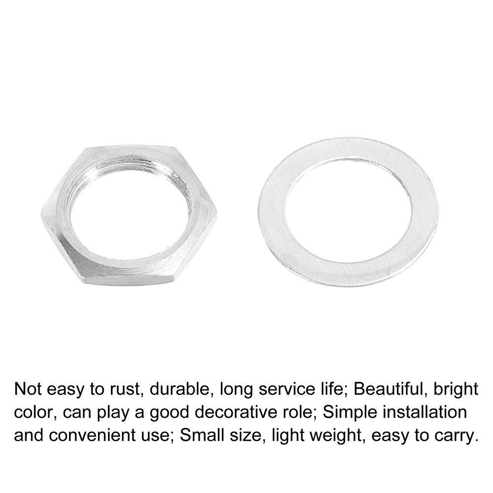 5 Set Guitar Nuts and Washers 3/8" Input Output Jack Socket Nuts Silver