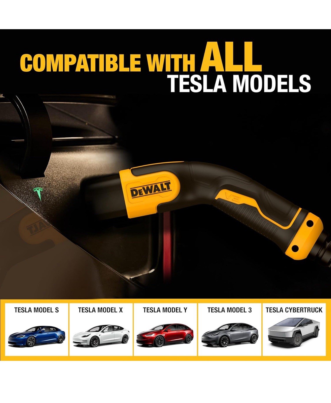 DEWALT 48A L2 Compact TESLA EV Charger 48A 240V 20FT HARDWIRED DXPAEV048CP-TL