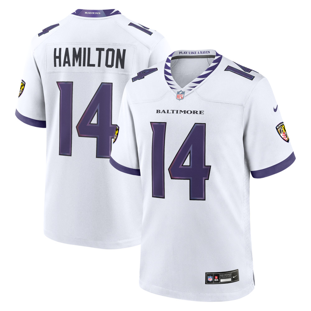 MEN Kyle #14 Hamilton White Stitched Jersey