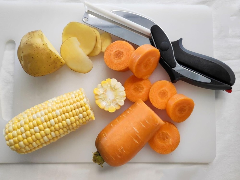 Stainless Steel Salad Scissors with Built-in Cutting Board Sharp Kitchen Tool