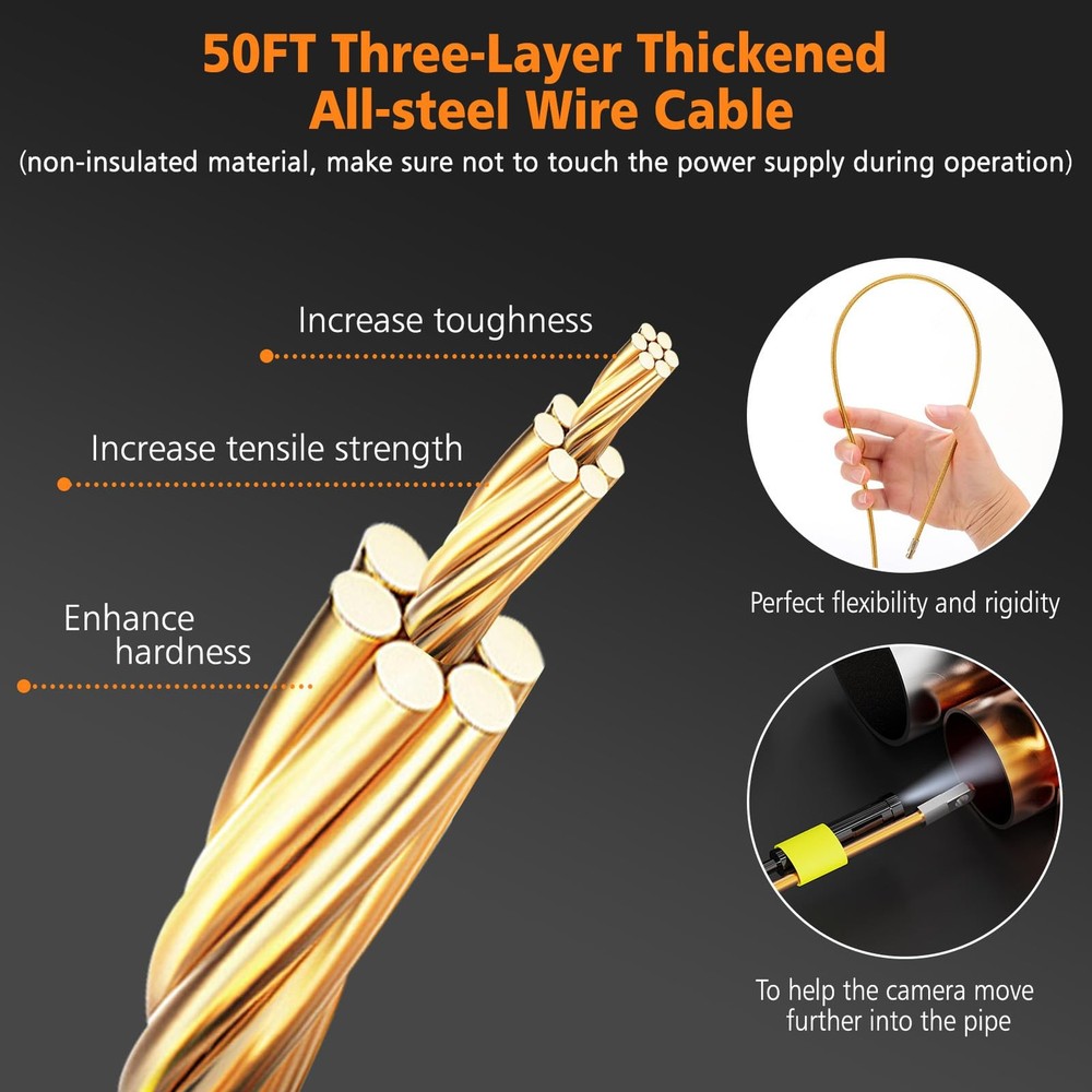 50FT Fish Tape Wire Puller Through Wall Wire Threader OD 7mm, Fish Cable Fast...