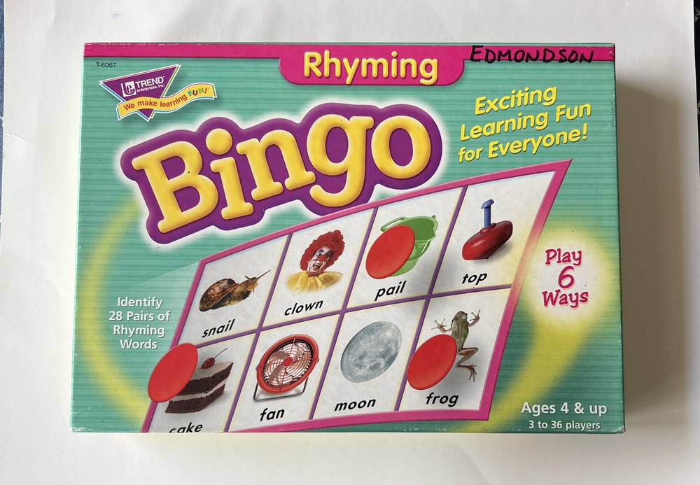 Rhyming Bingo ages 4+ Word and Fun Learning Game
