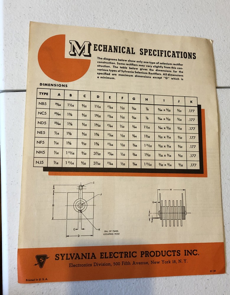 Vintage Sylvania selenium rectifiers brochure