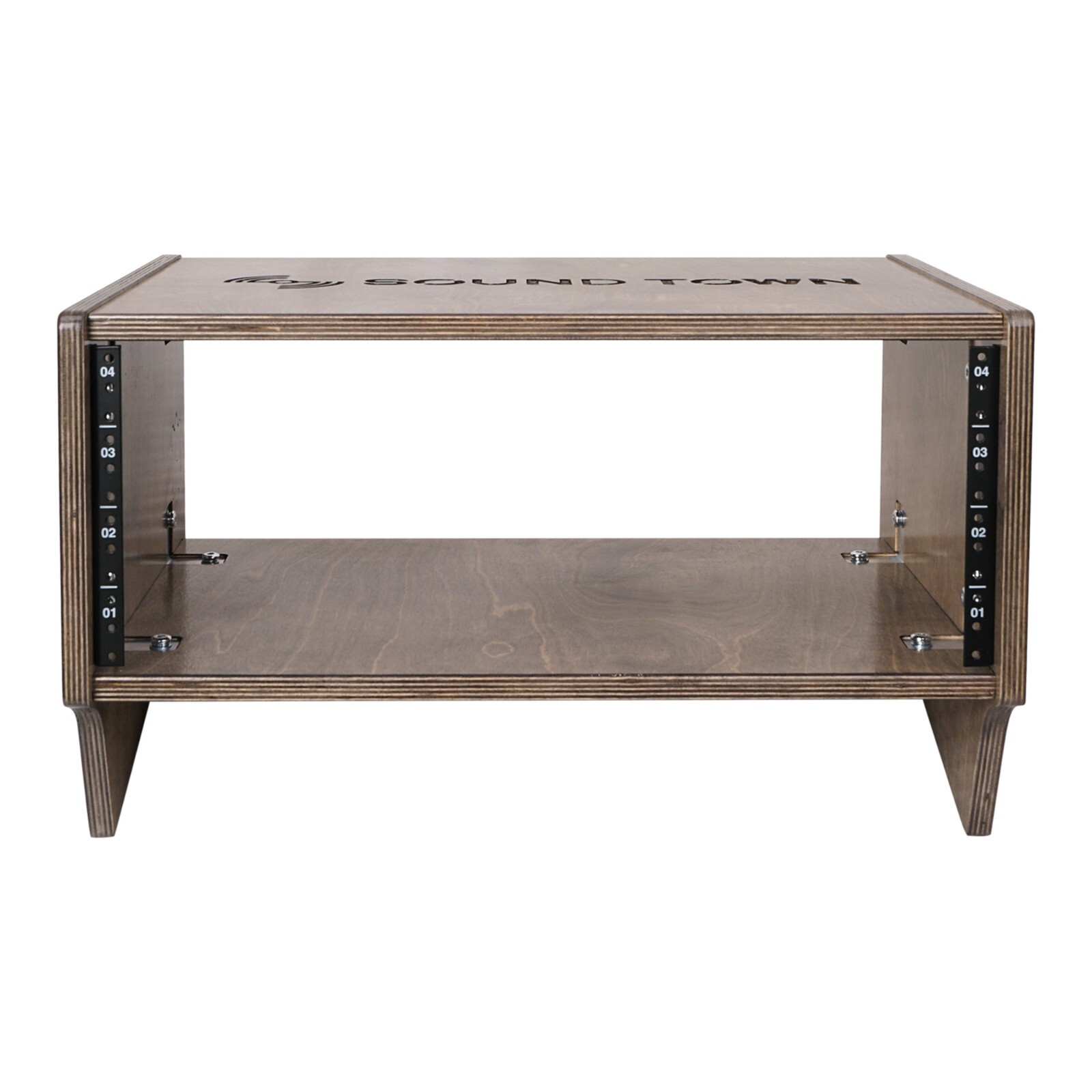 Sound Town DIY 4U Angled Studio Rack w/ Plywood, Weathered Brown (SDRK-Y4SLB)