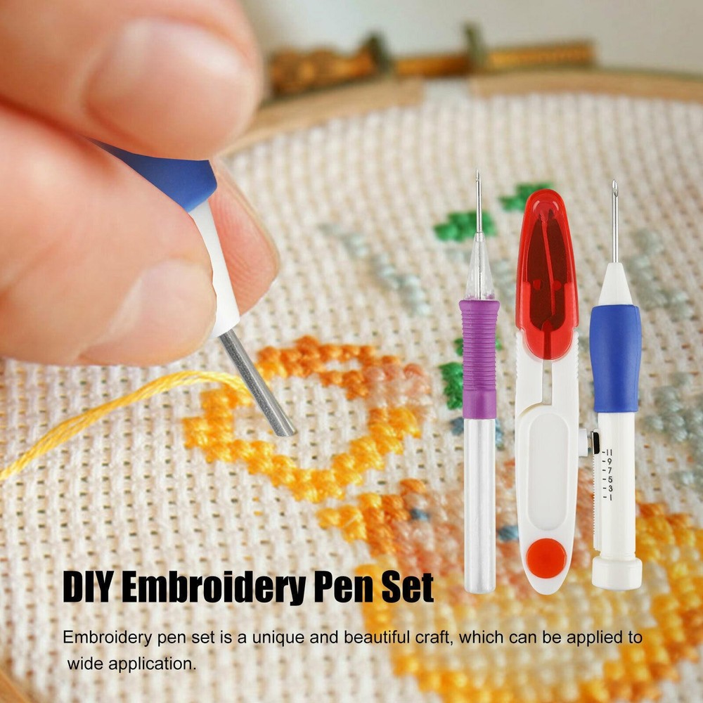 Punch Needle Kit Magic Embroidery Pen Set Stitching Thread Sewing Tool DIY