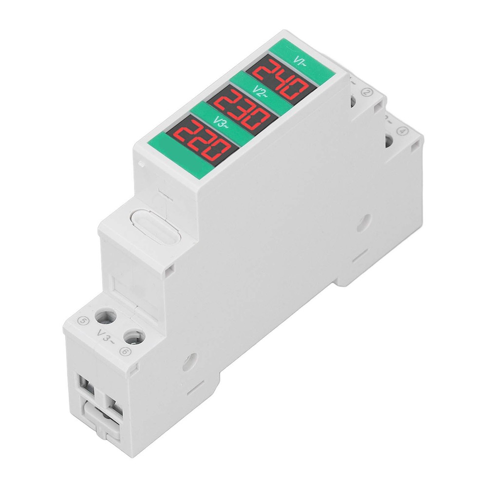 3-Phase AC Voltmeter Din Rail Mount Digital Voltage Meter Electric Power Meter