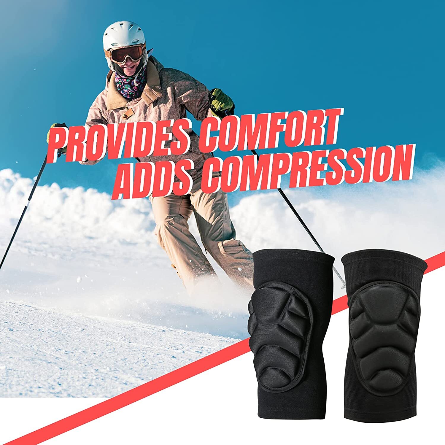 Knee Padded Breathable Soft Lightweight for Skiing Skating Snowboarding Unisex
