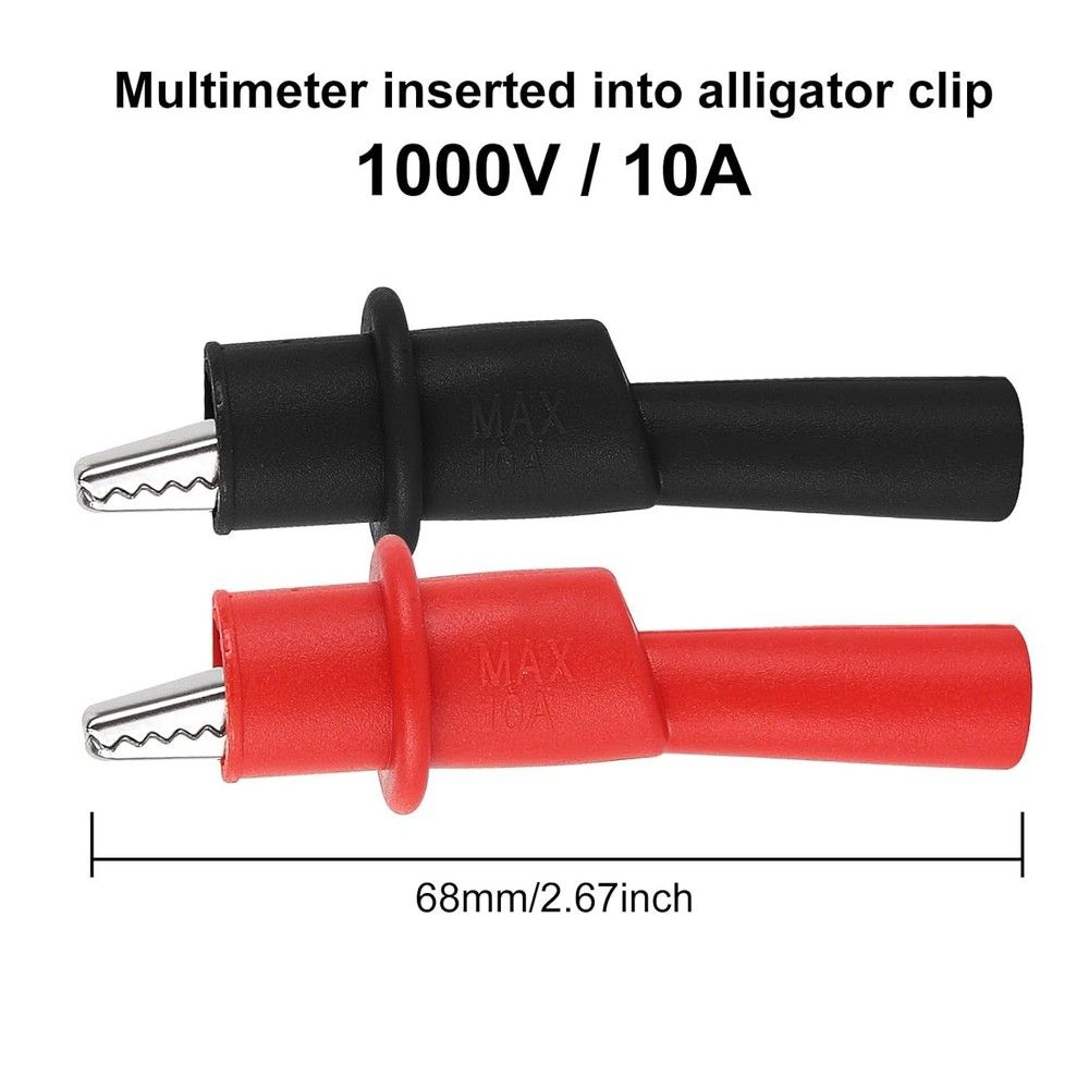 Rustproof Nickel-Plated Alligator Clips with Safety Boot - 2mm Socket & 10mm Jaw