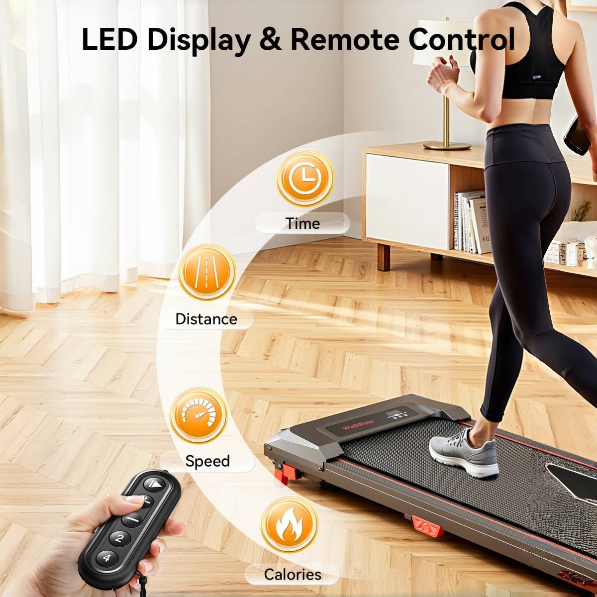 Brand-new home treadmill Walking Mat featuring a remote control and LED