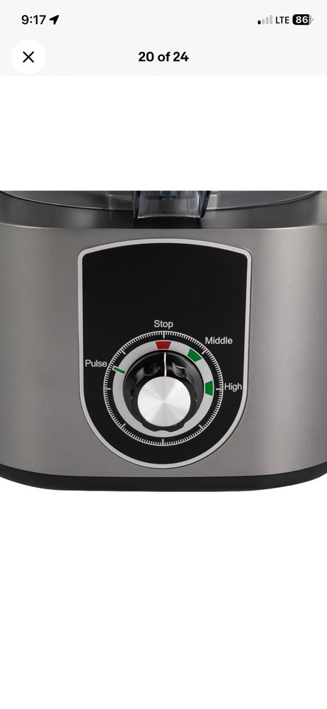 Full-Size Electric Food Processor, Gray, Multiple Blades, Dicing Grids, 3 Speeds