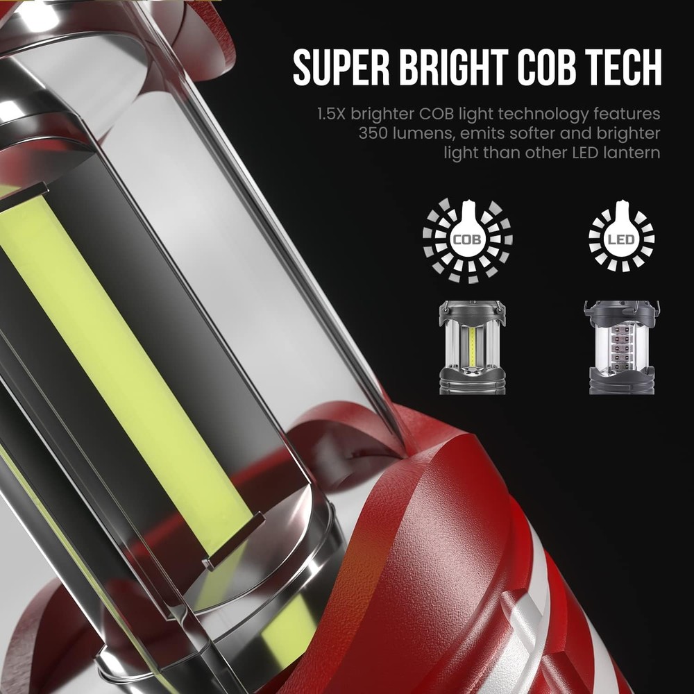 Lichamp LED Camping Lantern, 4 Pack Battery Powered Flashlight Red+White+Blue