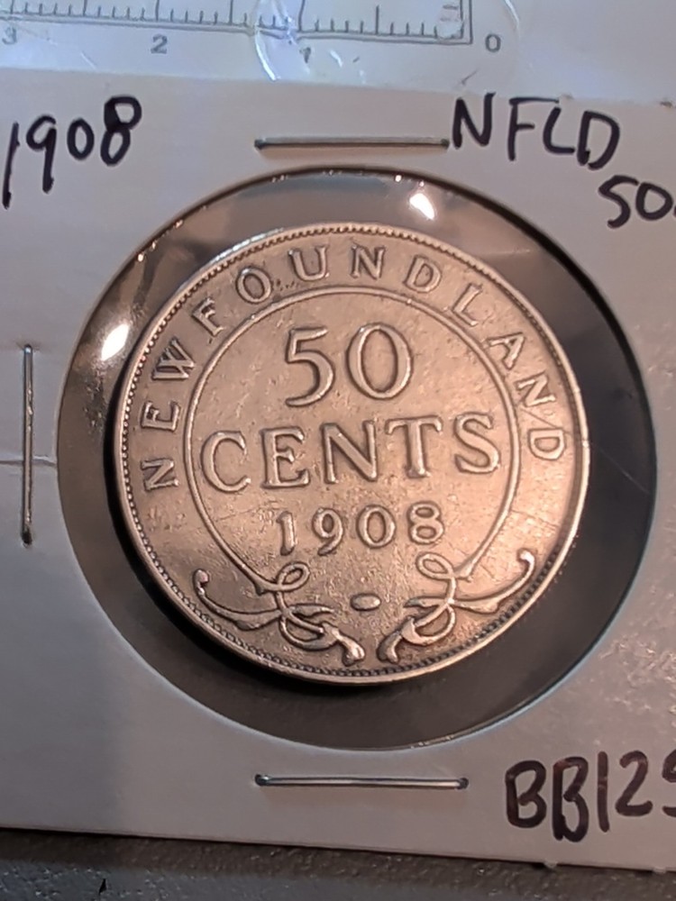 1908  NFLD  50c Silver Coin  Scarce-BB125