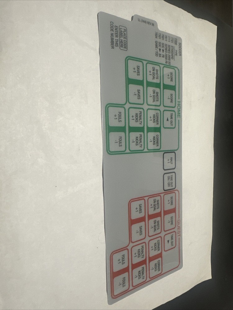 Daktronics Sport Insert for Allsport 5000 Control Console - SOOCER