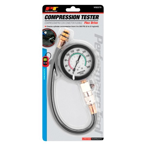 Performance Tool 0 to 300 psi Analog Flex Drive Compression Tester