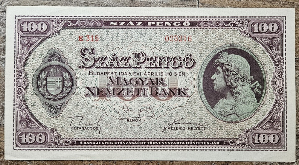 Hungary - 100 Pengő 1945 - P# 111
