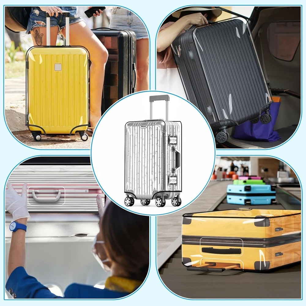 Water-Resistant 30'' Suitcase Protector - Clear PVC Cover with Adjustable Strap