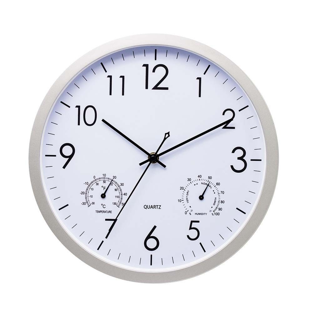 Compact 30cm Wall Clock with Temperature Display Perfect for Small Spaces