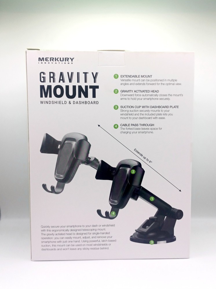 Merkury Innovations - Gravity Mount For Windshield & Dashboard Extendable Neck