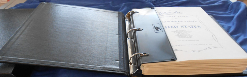 WHITE ACE COMMEMORATIVE STAMPS OF THE UNITED STATES ALBUM WITH DUST COVER & BOX