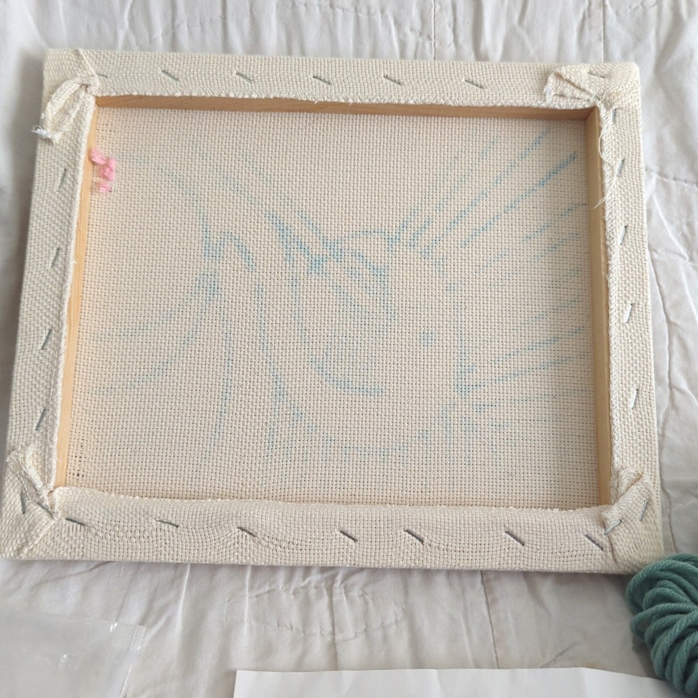 Flamingo Punch Needle Kit w/ Frame Yarn Hook 12"x10"– Partially Started