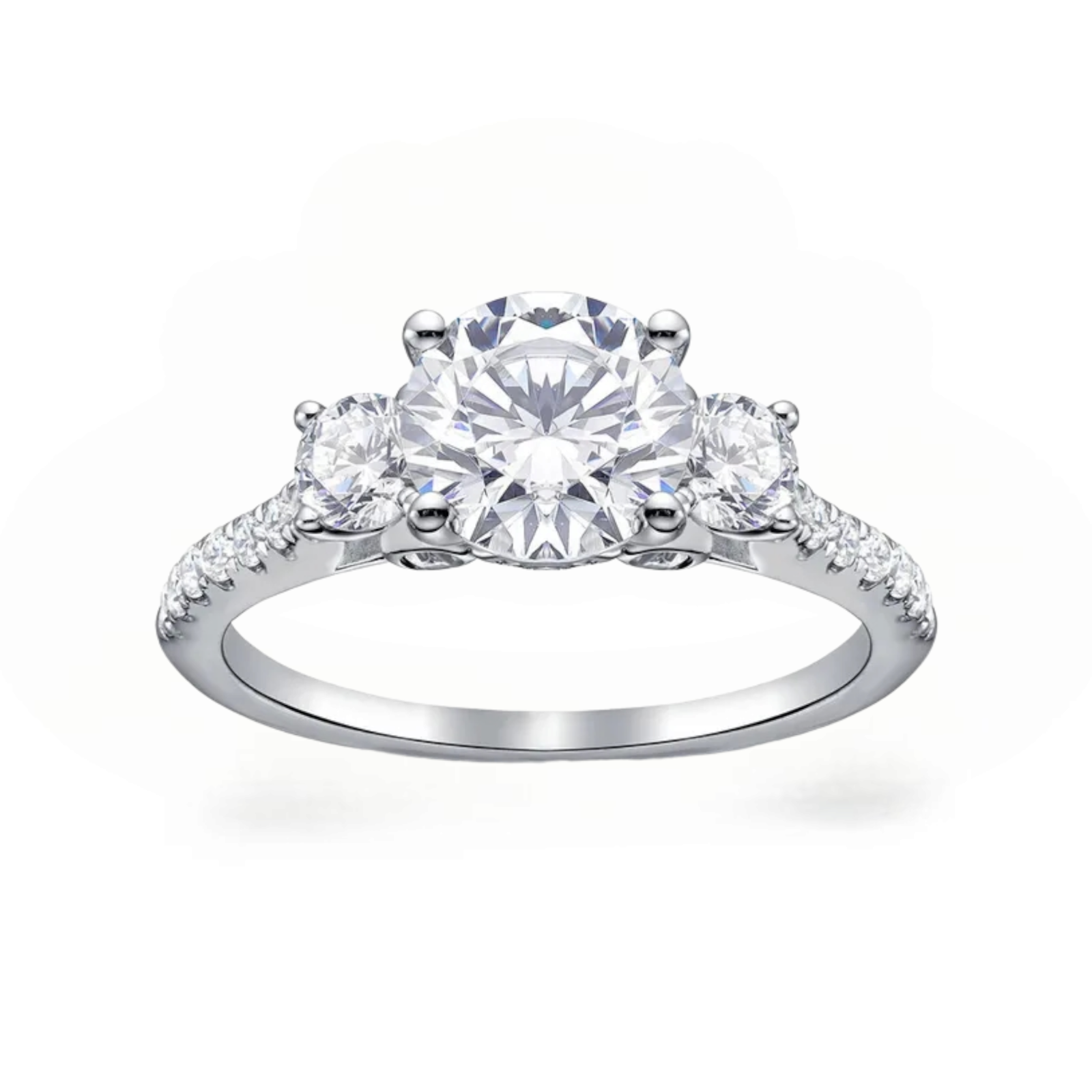 Silver Plated Elegant Round Cubic Zirconia Wedding Ring For Women Size 6-10