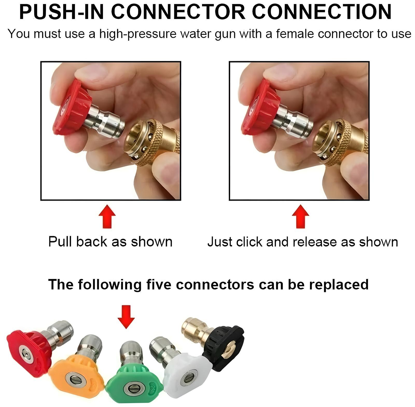1/4" 5pcs Pressure Washer Spray Tips Nozzles High Power Kit Quick Connect Set US