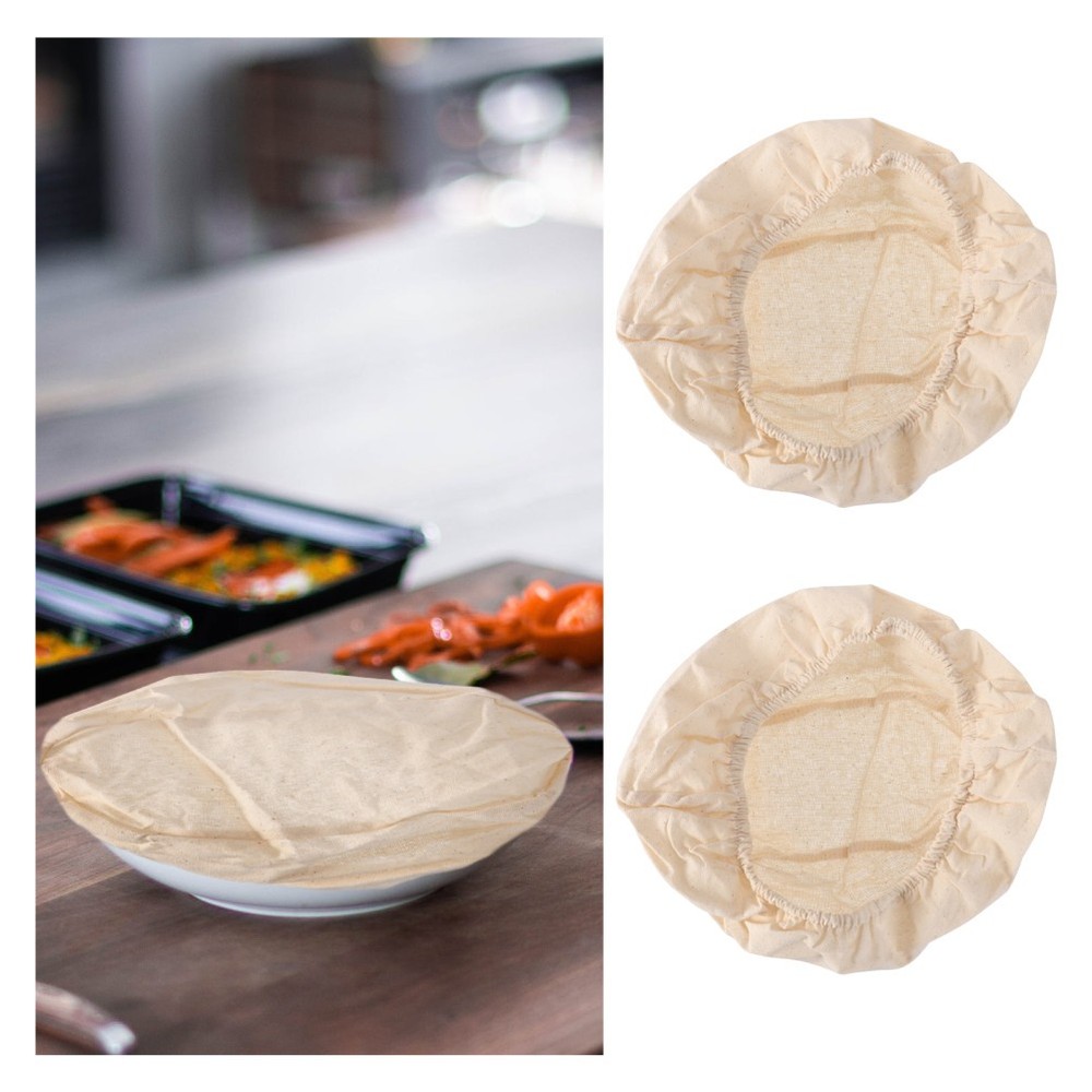 2PCS Bread Basket Cloth Covers Basket Liners for Bakery Home Kitchen (Oval)