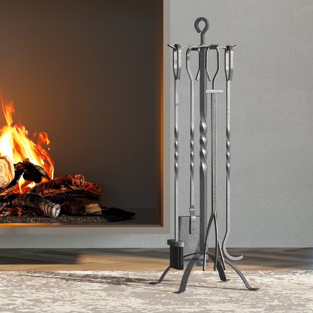 Fire Beauty 5 Pieces Fireplace Tools Sets Fireplace Accessories Tools Holder wit
