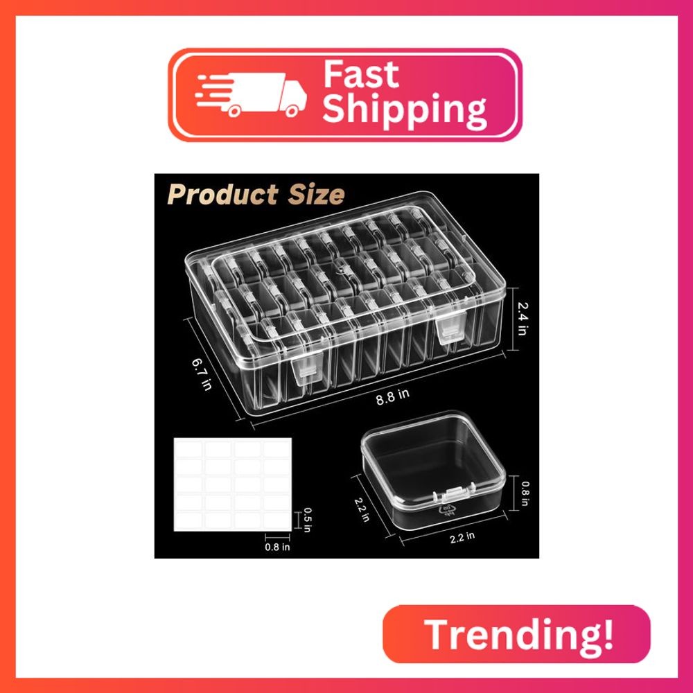 Bead Organizer Box, 60 Pcs Small Clear Plastic Bead Storage Cases, Mini Rectangl
