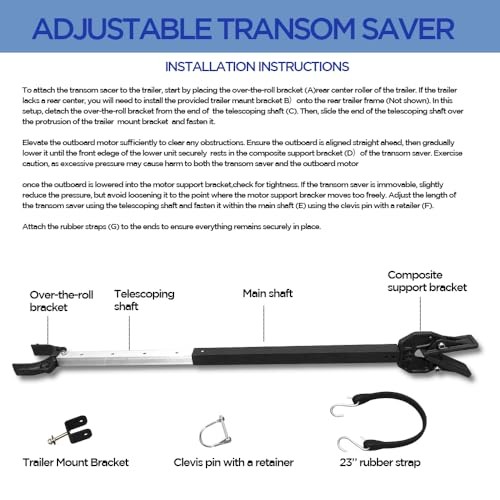Boat Transom Saver Adjustable Shock Absorbing Boat Transom Saver with