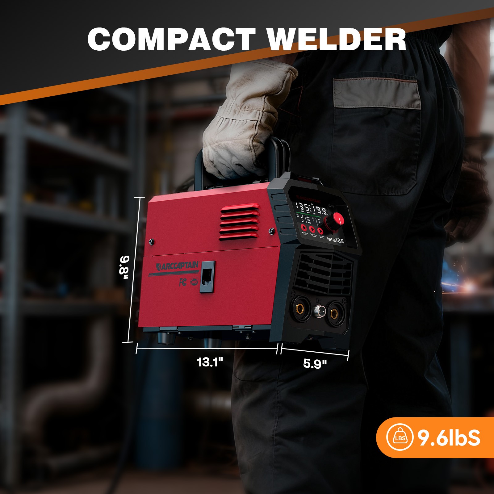 ARCCAPTAIN 135A MIG Welder Large LED Display Welder Flux Core MIG Lift TIG Stick