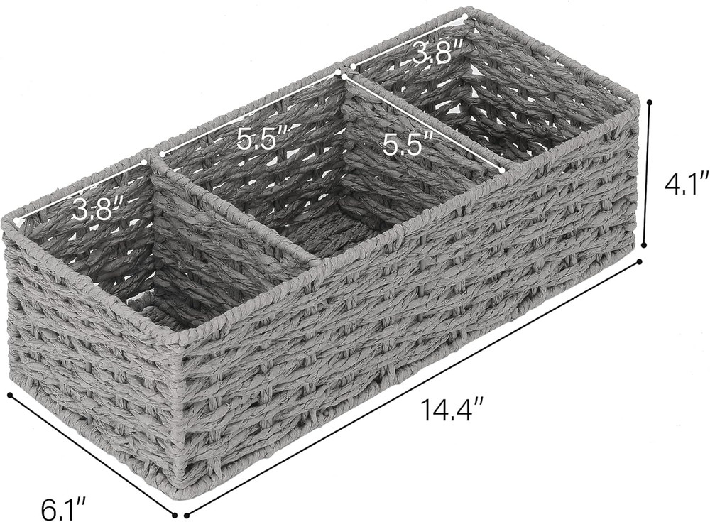 Rope Paper Storage Baskets Set, Gray