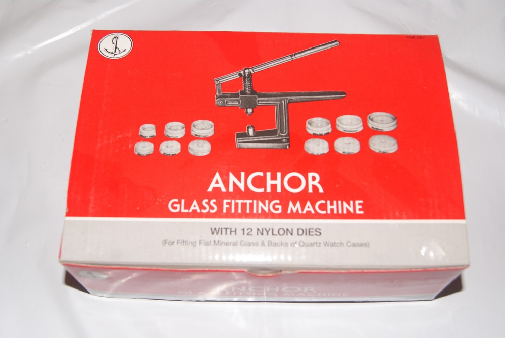 GLASS FITTING MACHINE WITH 12 DIES NEW WATCH  TOOLS CLOCK TOOLS