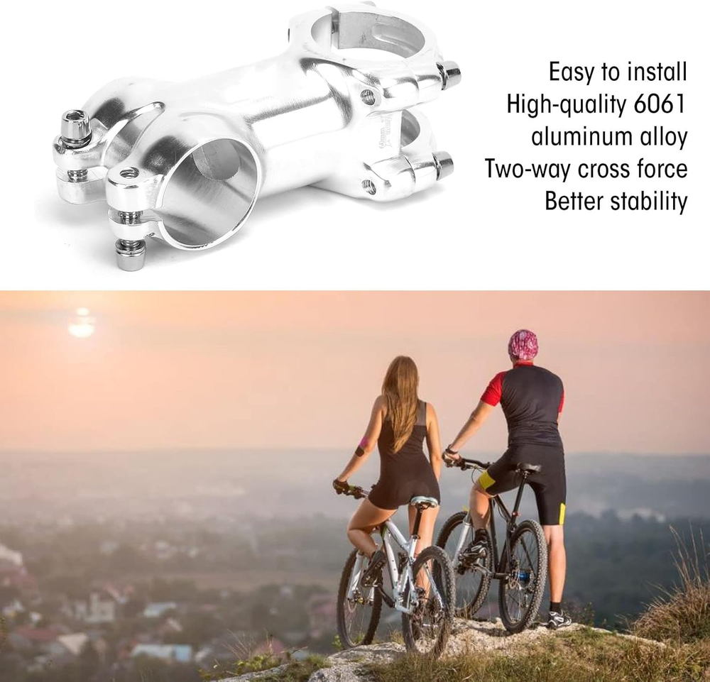 Stem 31.8Mm Silver Stem Handlebar Riser Extender Aluminum Alloy Handlebar Stem f