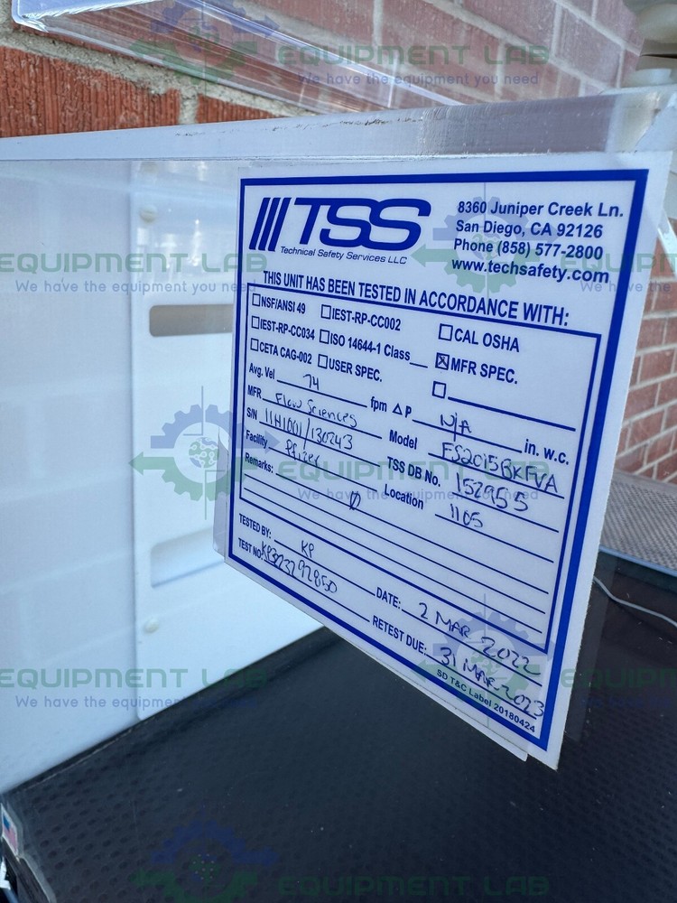 Flow Sciences FS2015 BKFVA 3 Ft Top Mount Vented Balance Safety Enclosure