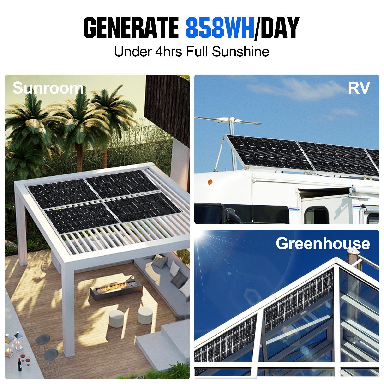ECO-WORTHY Bifacial 195W Watt 12V Solar Panel Mono HighEfficiency PV for Sunshed