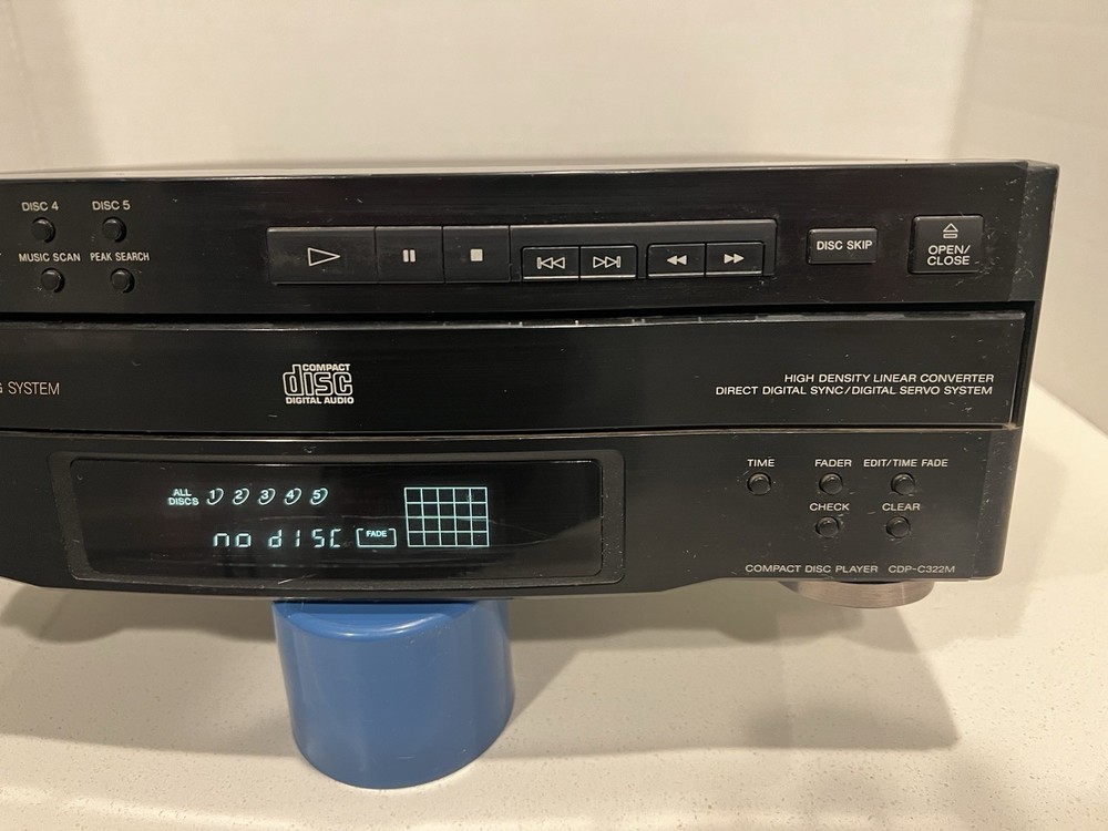 SONY CDP-C322M 5 Disc Carousel CD Player Deck High Density Linear NoRemote WORKS