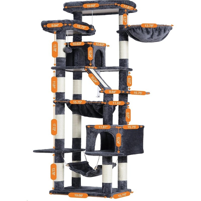 Multi-Level Cat Tree Tower W/ Caves Perches Scratching Board Indoor Cats New