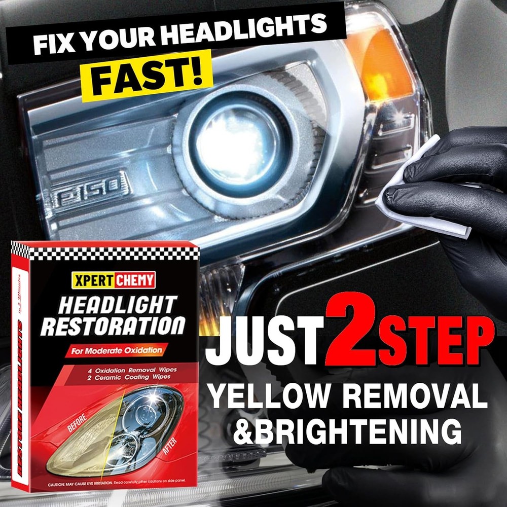 Headlight Restorer Kit,Fast-2 Step Process Restoration Kit for...