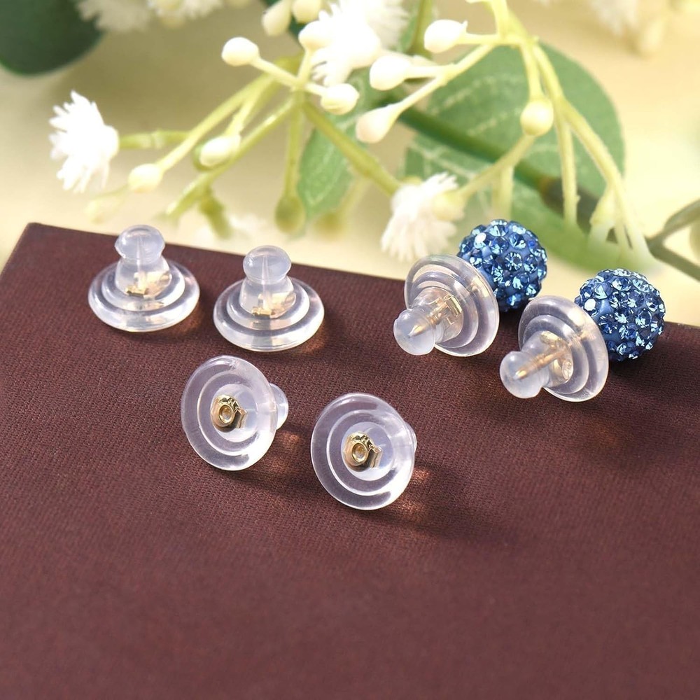 Earring Backs,18K Gold Silicone Earring Backs Replacements,Locking Secure Ear...