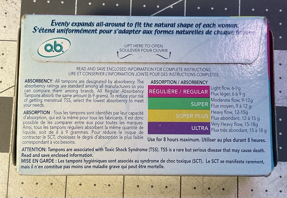 o.b. Fluid Lock Regular Tampons 60 Count