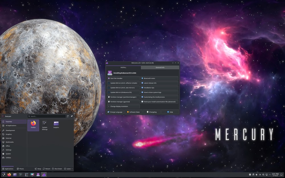 EndeavourOS Mercury USB Flash Drive 64bit Live Install Bootable Linux