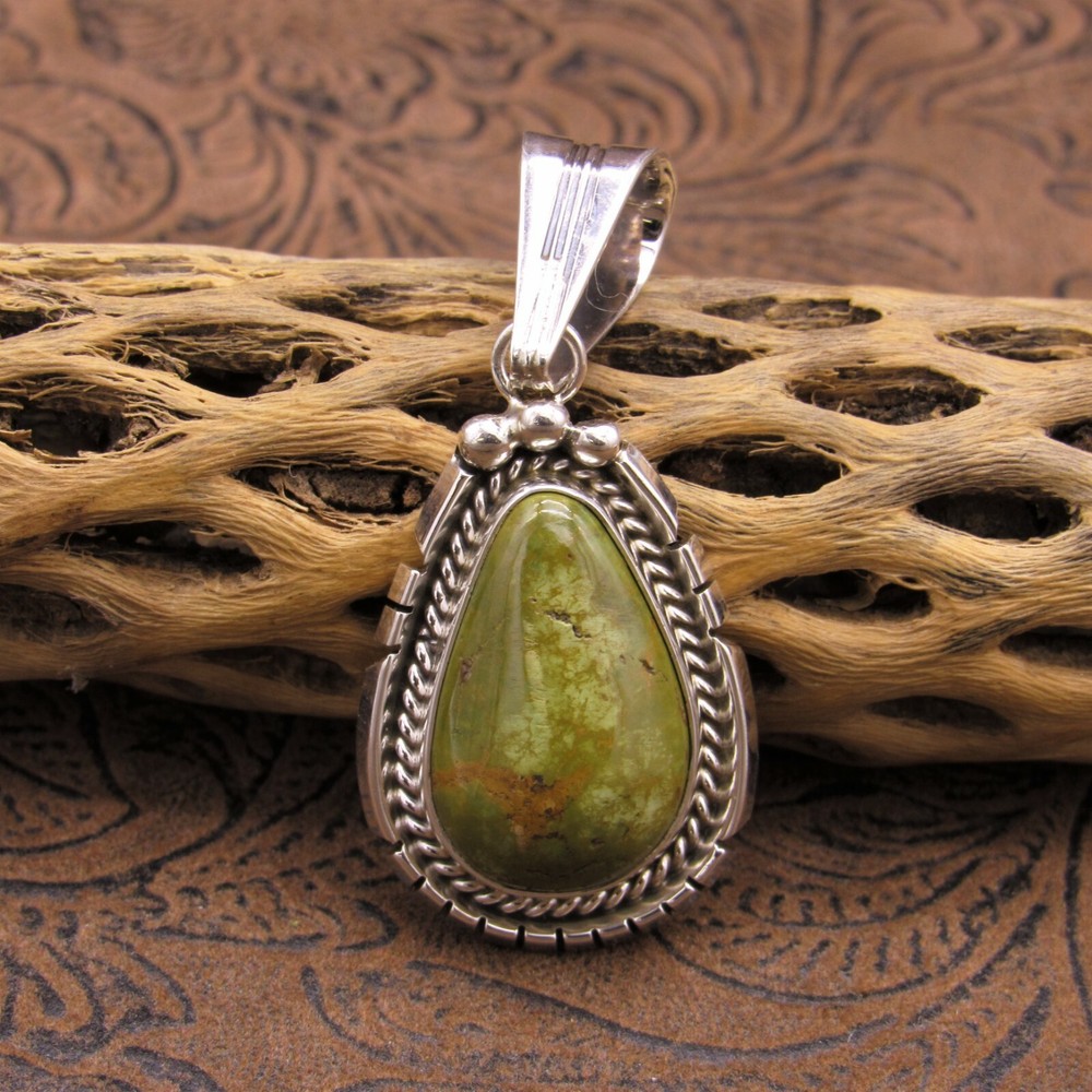 *Green Turquoise Sterling Silver Pendant
