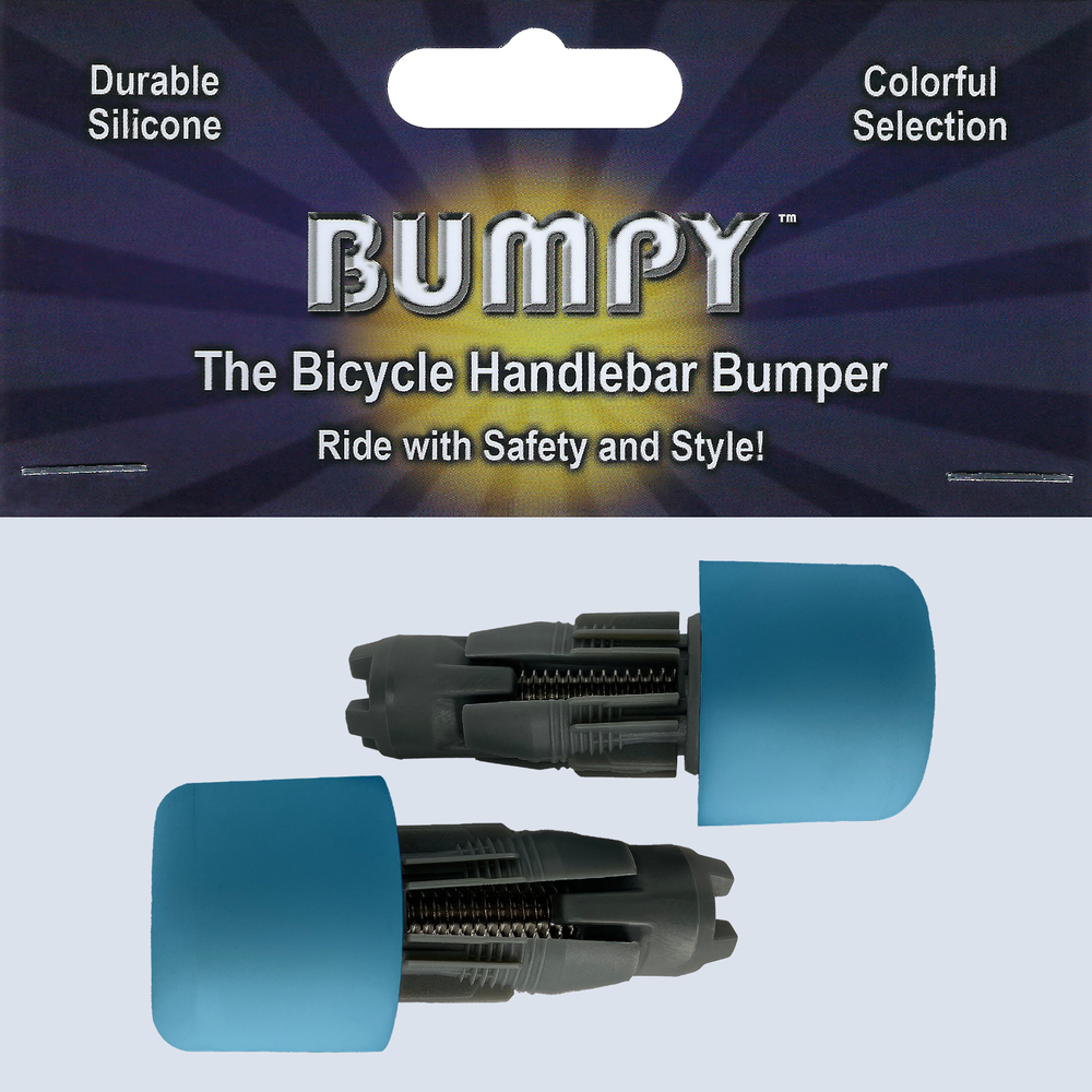 BUMPY END PLUG Bike Handlebar Soft Safe Secure Best Fit Grip Cap Light Blue Pair