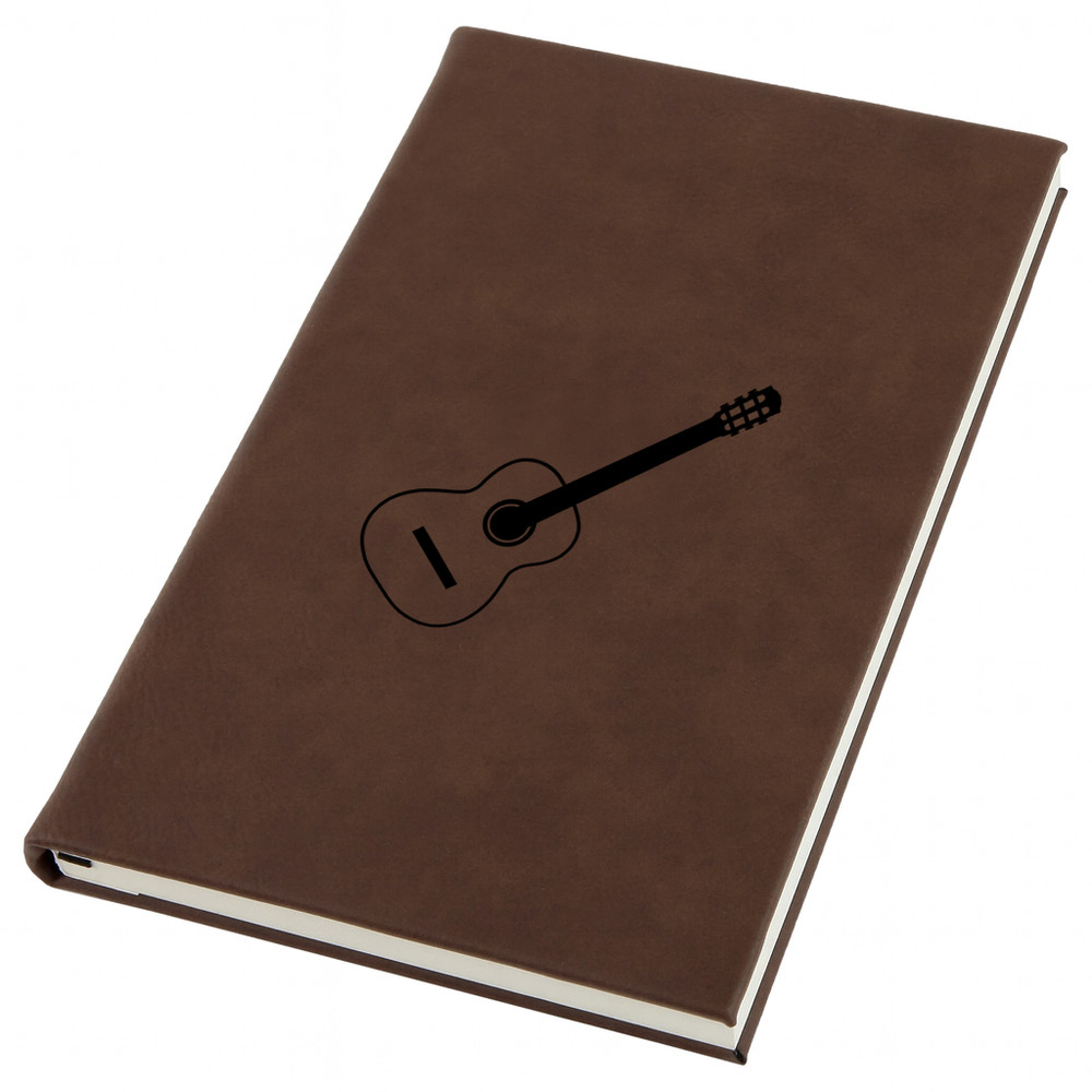 Classical Guitar Engraved Leather Journal, Personal Planner with Lined Pages