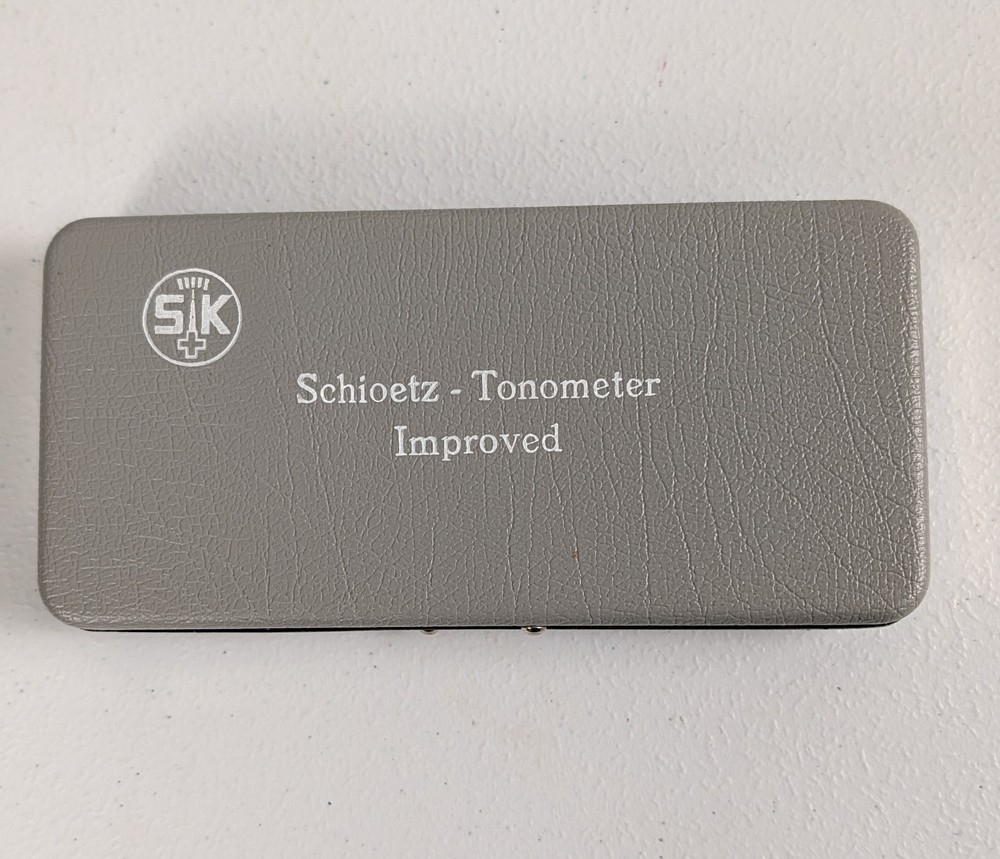 Vintage German Schiøtz Tonometer Improved w/ Case, Weights & Certificate –Tested