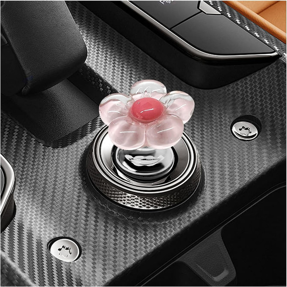 Push to Start Button Cover, Resin Flower Engine One-Touch Starter Ignition Switc