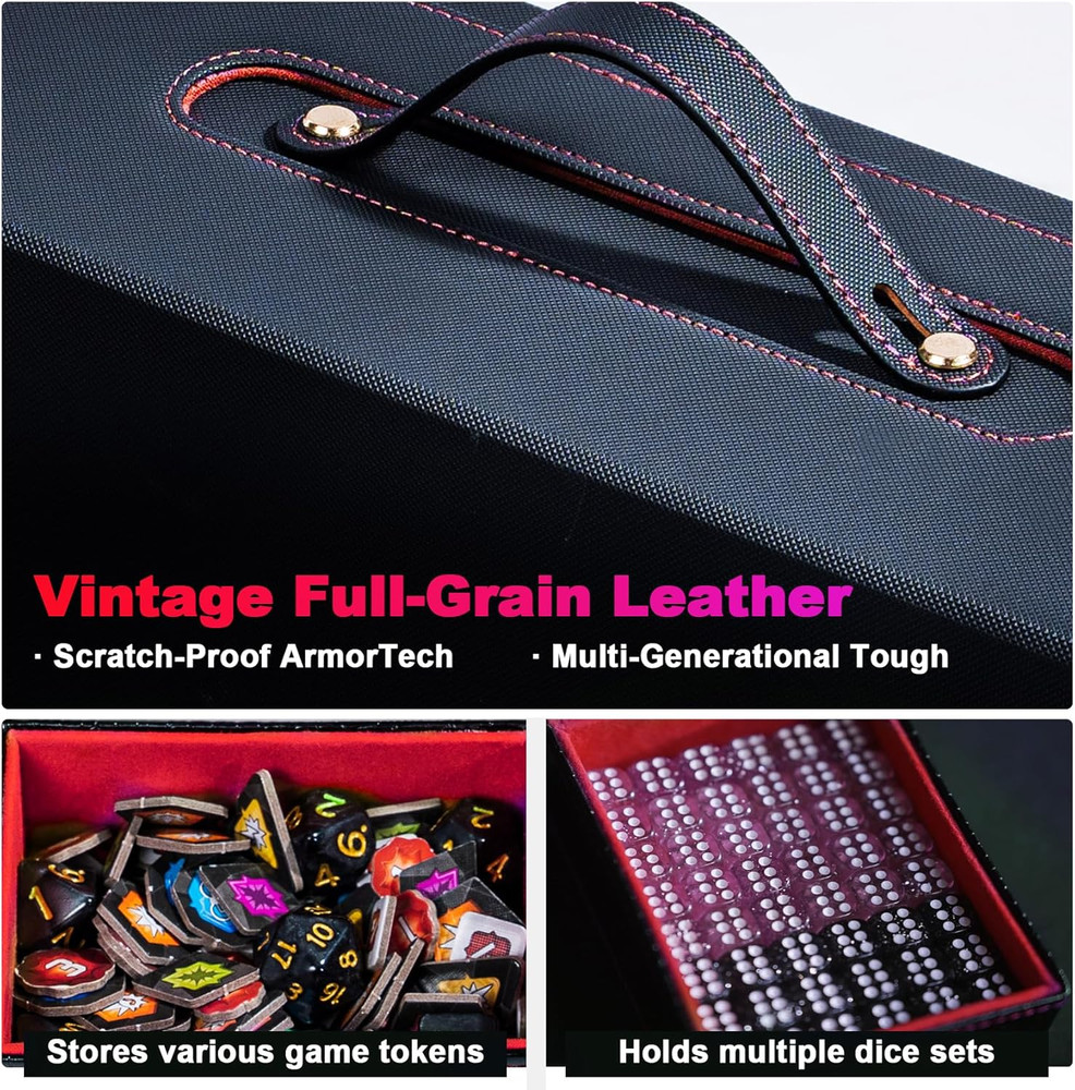 Commander Deck Box for MTG, 6-Deck Modular Card Case with Dice Tray Holds 600+ D